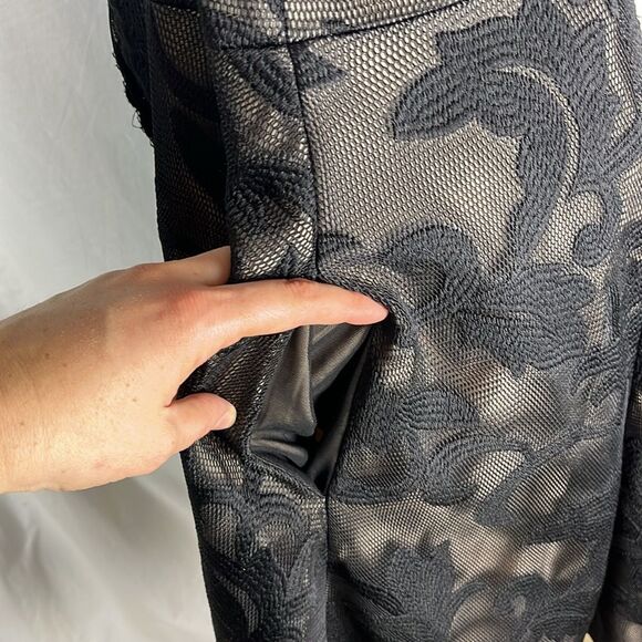 JAX Black Label Black Floral Knee Length Cocktail Dress - Picture 5 of 6